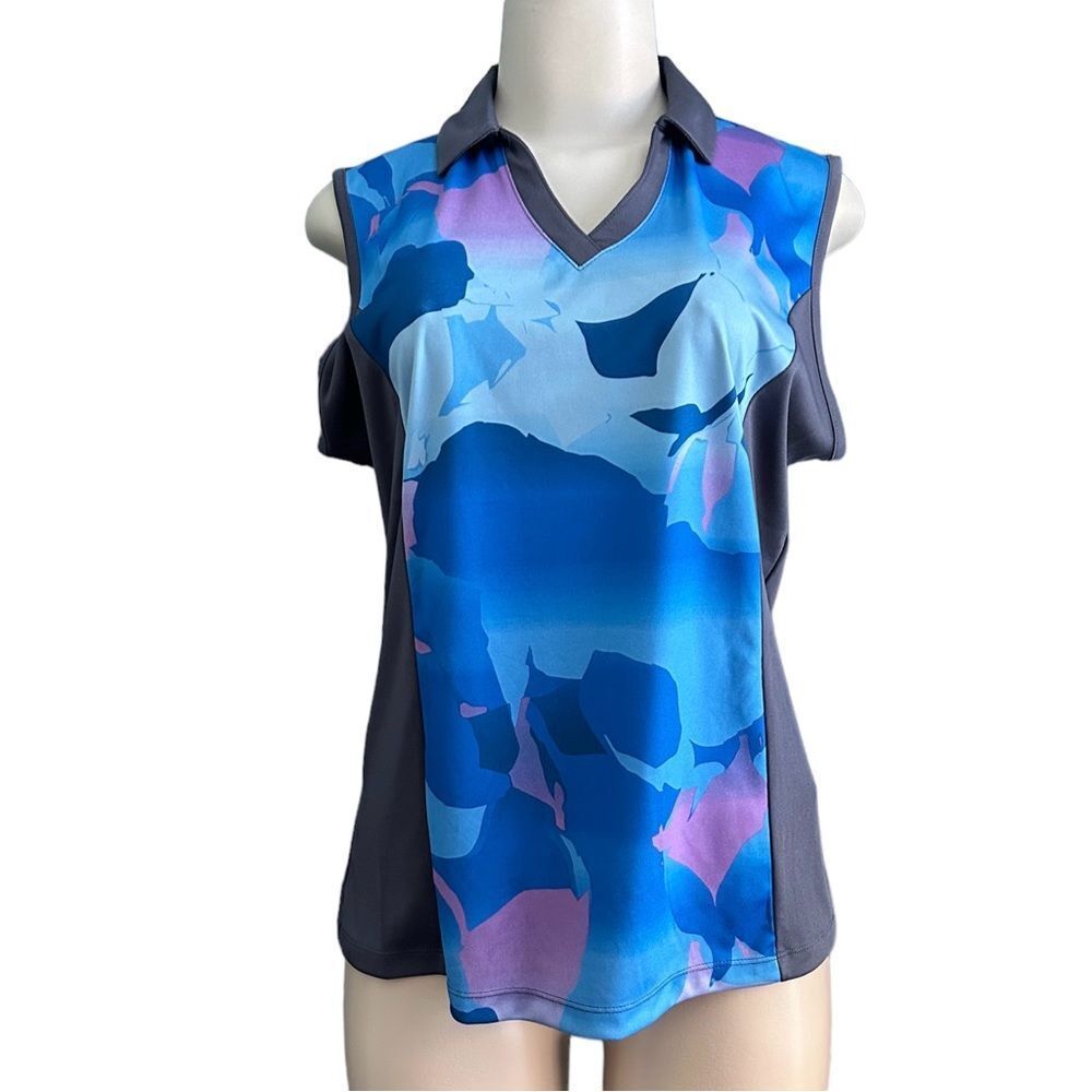 Callaway Blue Sea Star Active Opti-Dry V Neck Golf Sleeveless Tank Size Large